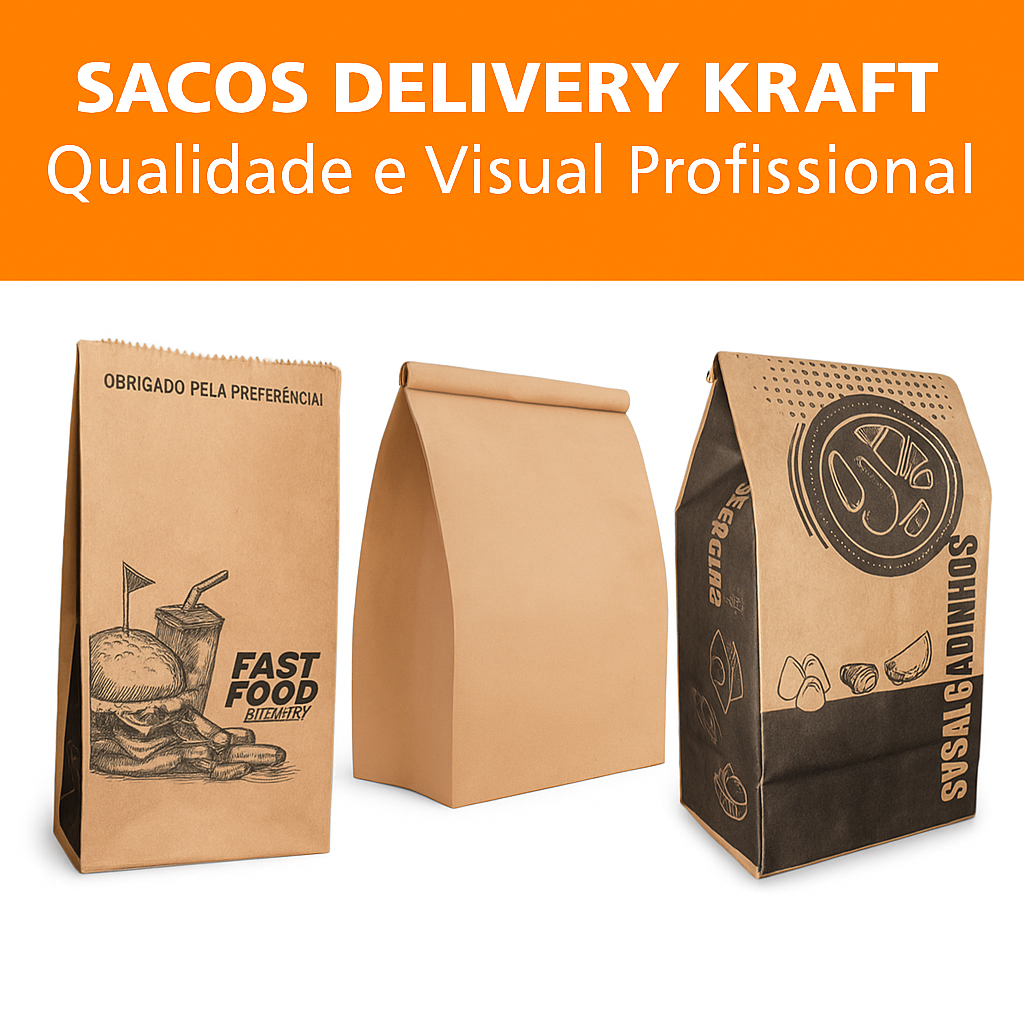 Saco Papel Kraft Delivery SOS 11x22x8 cm - KIT 800 un
