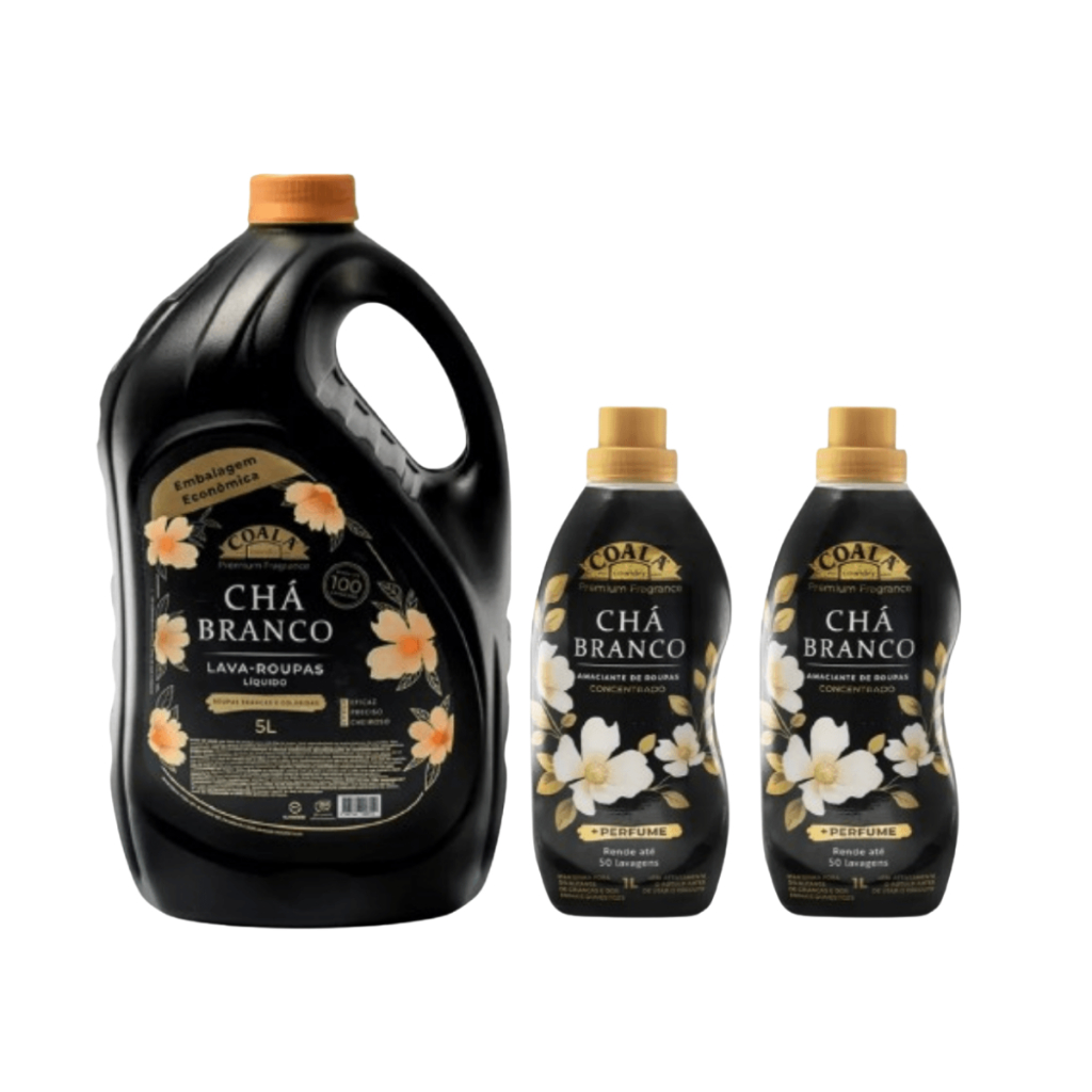 Kit 01 Lava Roupas 5L + 02 Amaciantes 1L Chá Branco Coala em Oferta na Shopee