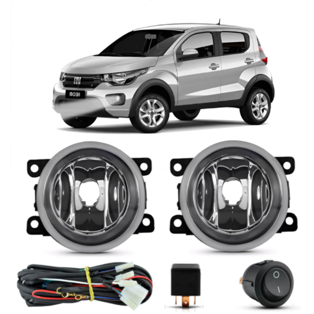 Kit Farol de Milha Fiat Mobi 2017 a 2025 Farol Auxiliar de Carro Lente de Policarbonato Neblina Automotivo em Oferta na Shopee