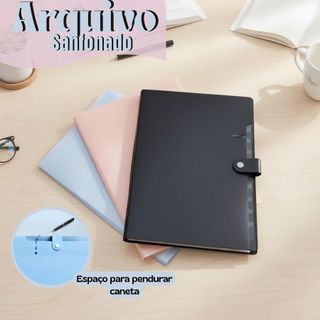 Arquivo Sanfonado A4 Porta Documentos 12 Divisórias Multicores