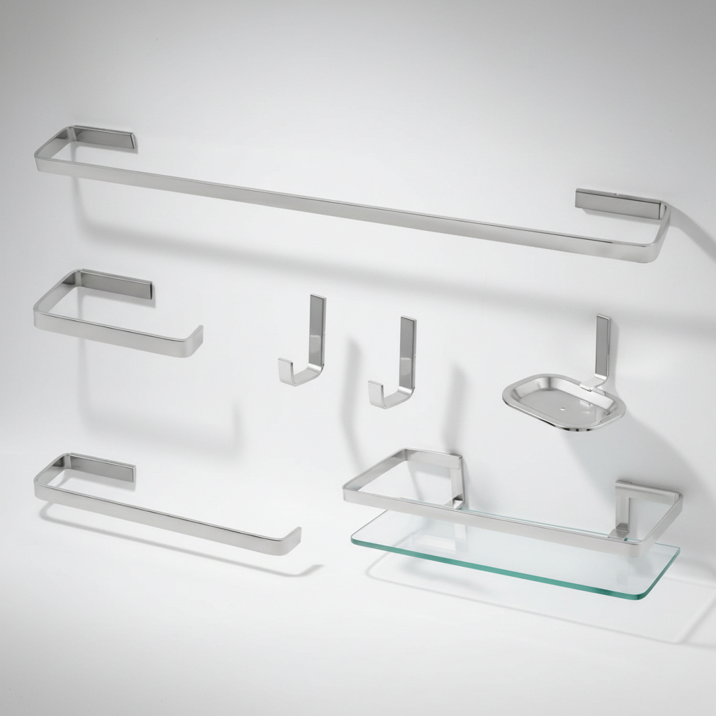 Kit Acessórios Vários Modelos Para Banheiro Quadrado Polido ou Preto Moderno Alumínio Reforçado Não Enferruja 1/2 em Oferta na Shopee