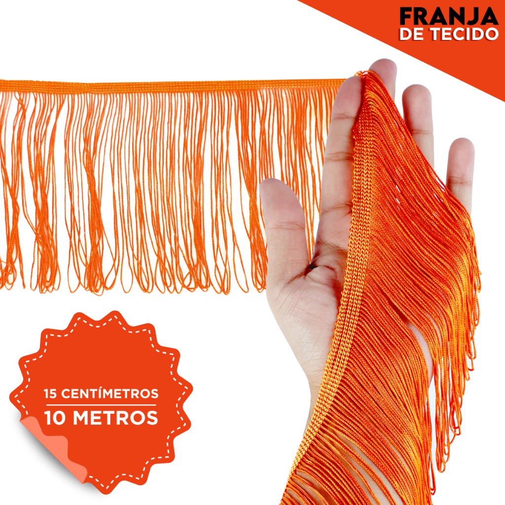 Franja de Tecido Decorativa 10 Metros x 15cm para Artesanato, Fantasias, Roupas e Enfeites - CRIAR