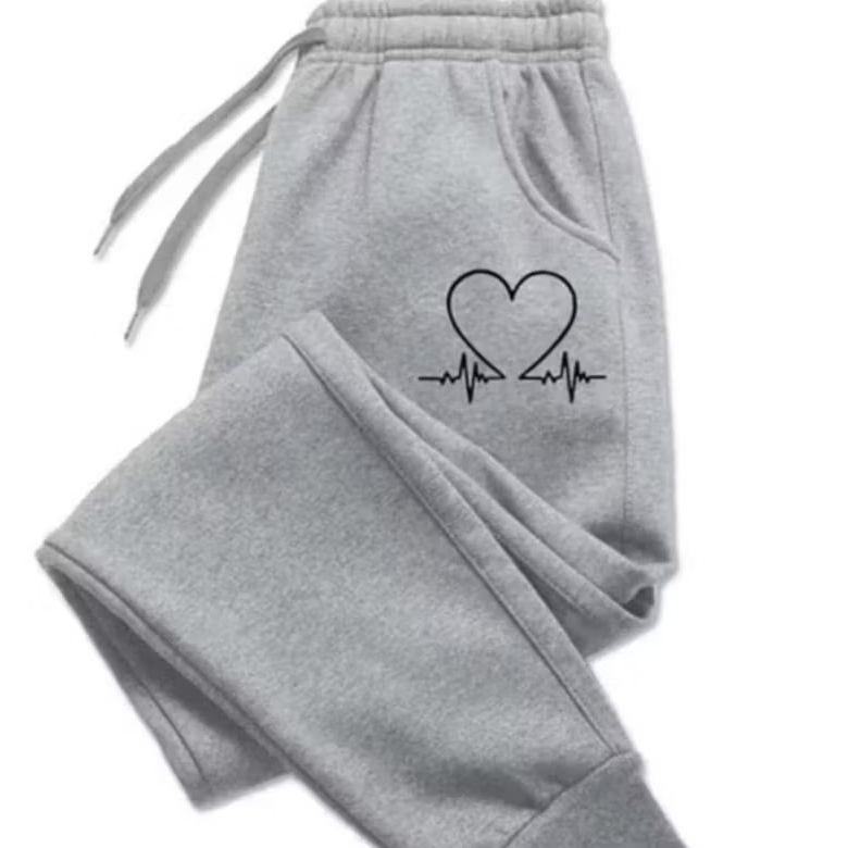 Calça Moletom Feminina Batimentos Coração Algodão Calça Flanelada Lançamento