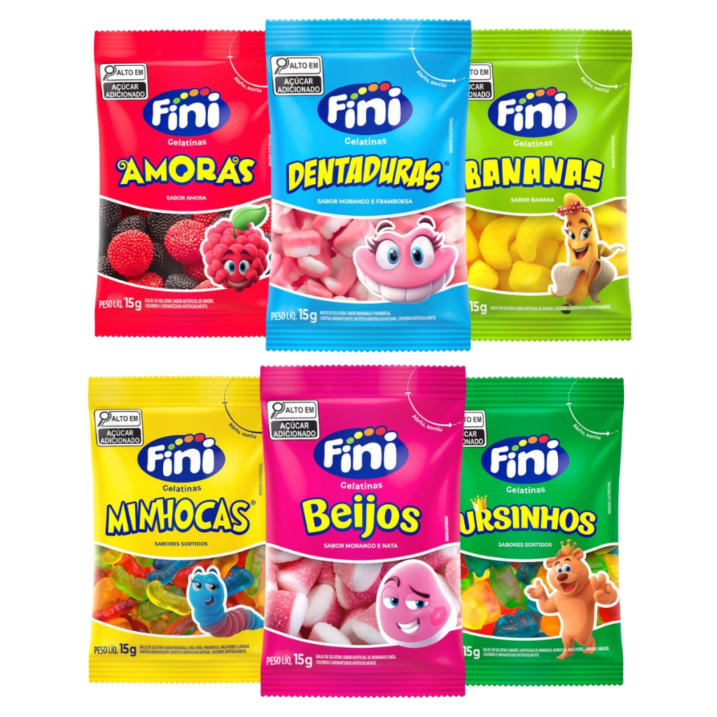 Kit 15UN Temáticos Fini Balas Doces e Balas Cítricas 15g Cada Sortidos em Oferta na Shopee