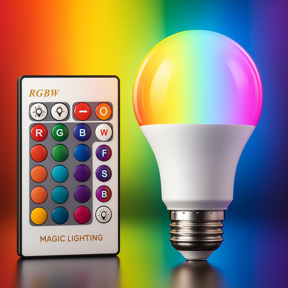 Lâmpada Led Rgbw  Bulbo 15W Bivolt E27 com Controle Remoto 16 Cores LUATEK