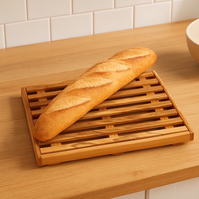 Tábua Migalheira de Bambu 35x22 com Bandeja Coletora – Tabuleiro para Cortar Pão sem Sujeira Cozinha