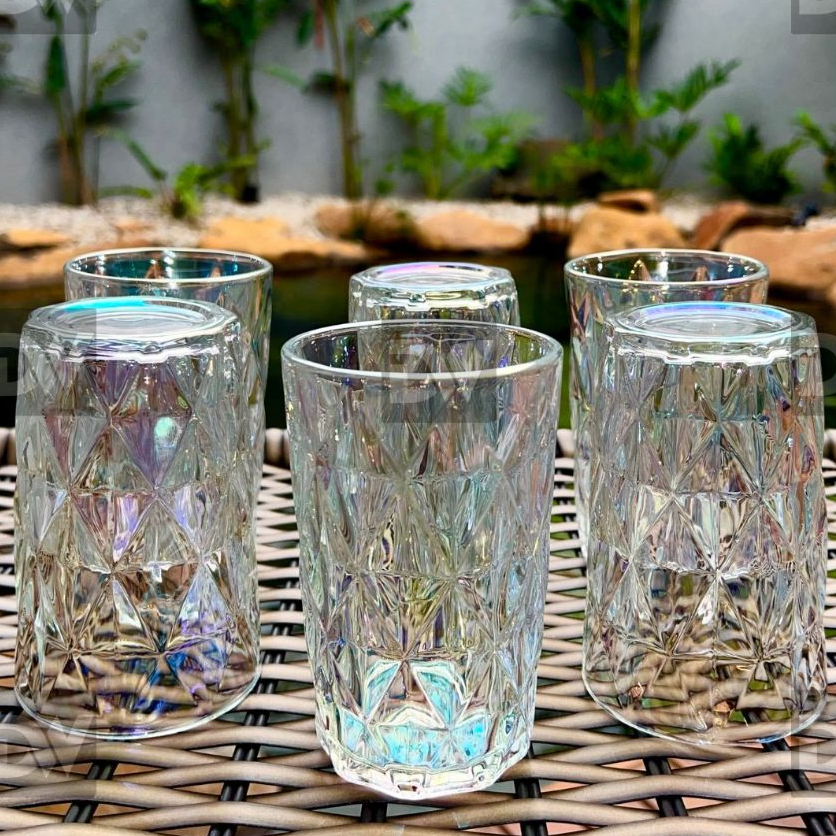 Jogo de Copos de Vidro Diamond 360 ML Color Ke Home Conjunto com 6 Unidades em Oferta na Shopee