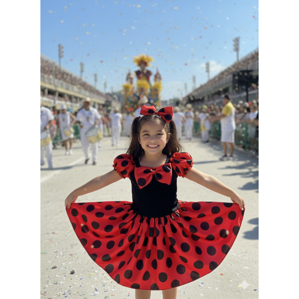 Vestido Joaninha Temático – Opções Infantil e Adulto