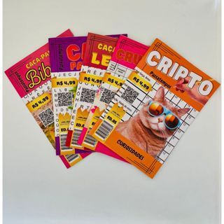 Kit com 20 Passatempo sem repetição. Incluindo caça letrão, caça palavra, cruzada e cripto em Oferta na Shopee