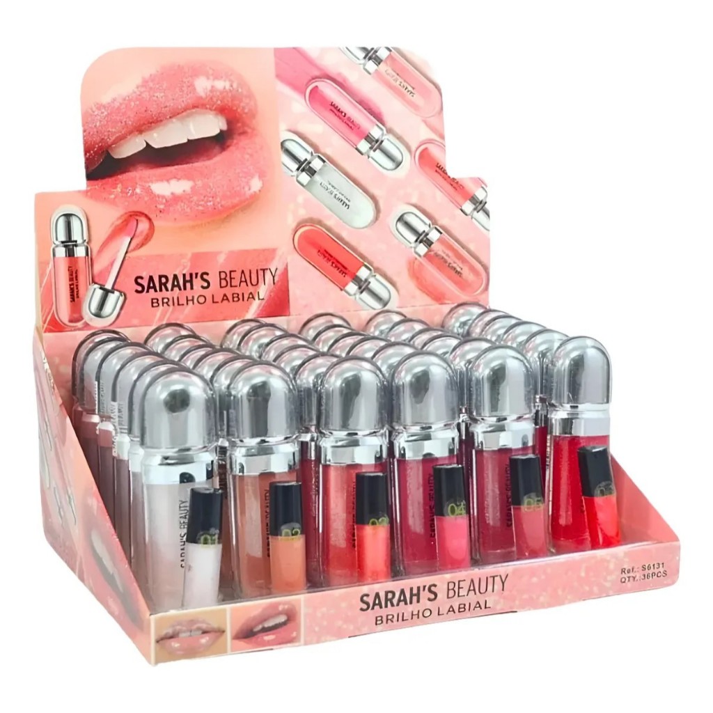 Box Fechado C/36 Uni Brilho Gloss Sarah's Beauty Rosa em Oferta na Shopee