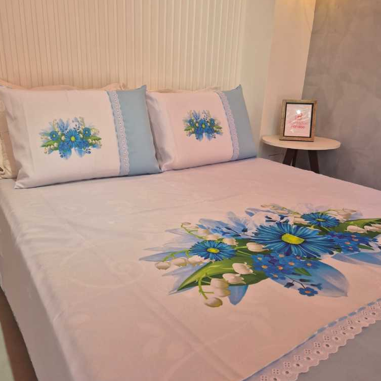 Lençol Casal Pintado Cama Comum Sublimação Oxford em Oferta na Shopee