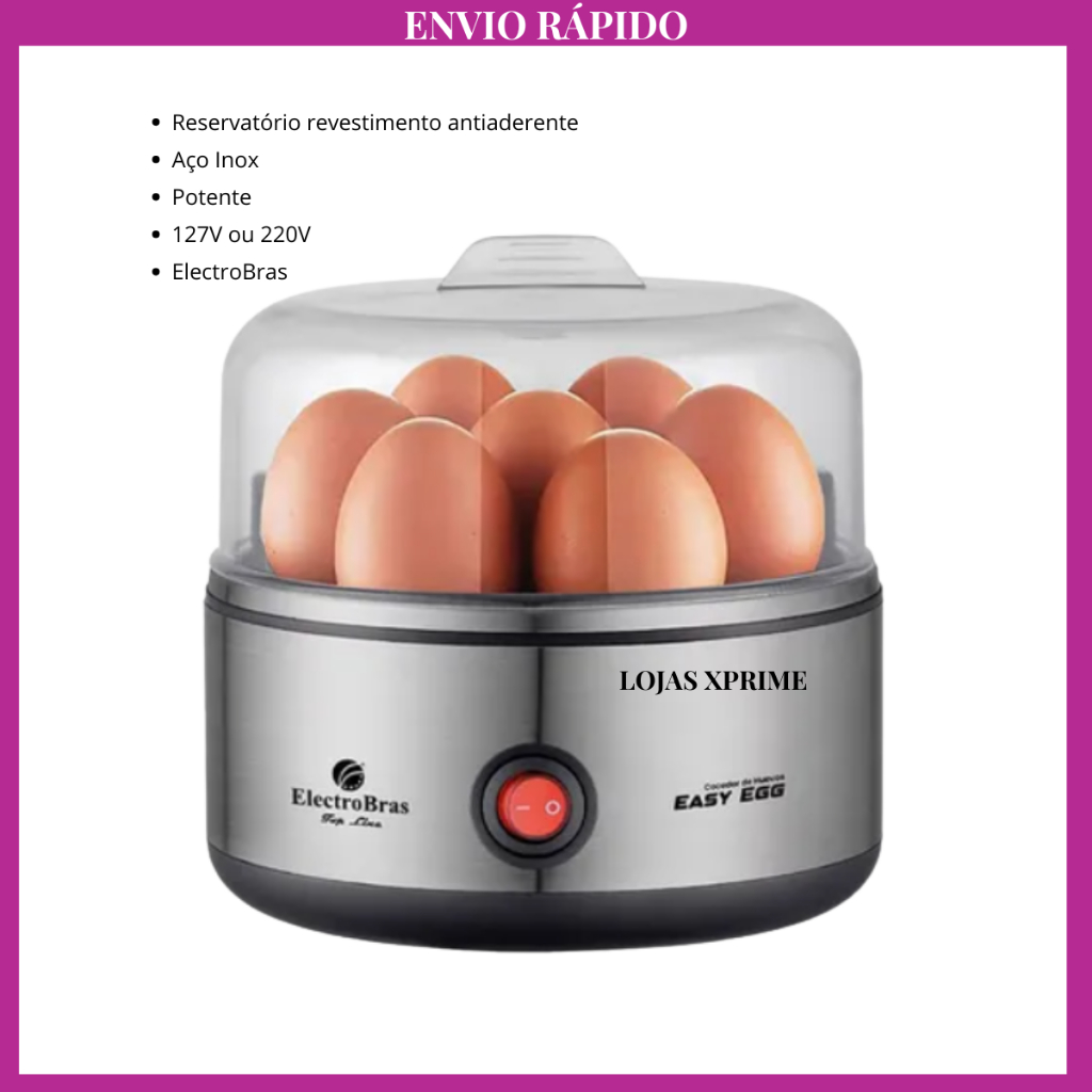 Cozedor de Ovos Maquina De Cozinhar Ovos ElectroBras Easy Egg 380W 110V ou 220V
