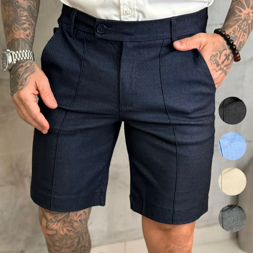 Shorts bermuda Bengaline Nervura Masculino Colorida Premium Alfaiataria Sports Fino em Oferta na Shopee