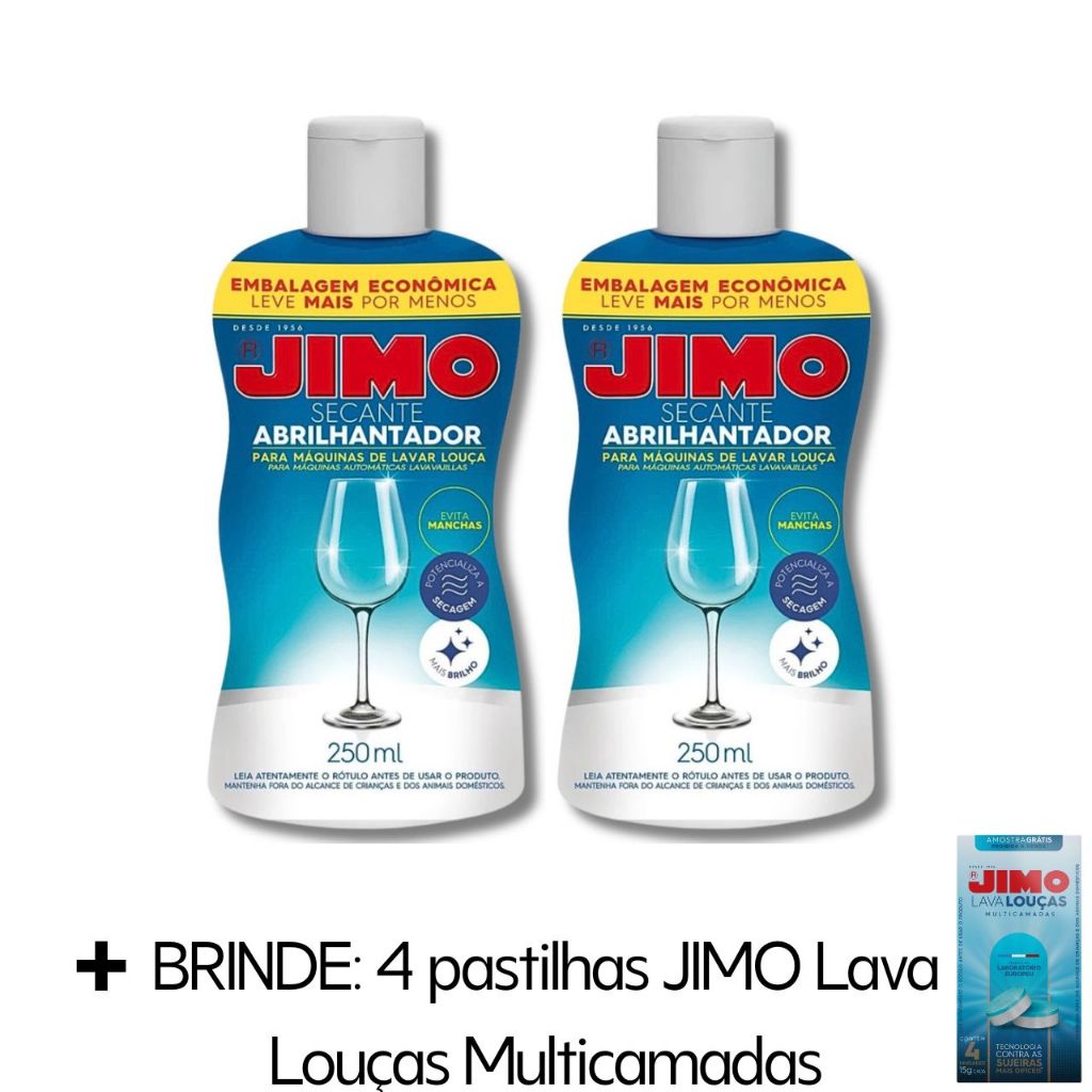 Kit 2 Jimo Secante Abrilhantador 250ml + BRINDE | Louça Brilhando e Sem Manchas