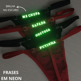 Calcinha Sexy com Frases que Brilham no Escuro Renda Fio Dental  Regulagem Perfeita em Oferta na Shopee
