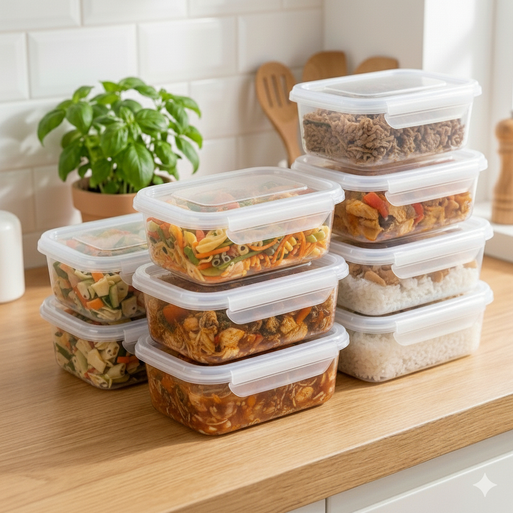 Kit 24 Marmitas Fitness 800ml - Freezer Microondas Potes Plásticos Trava Cozinha Organizar Alimentos em Oferta na Shopee