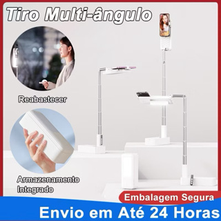 Suporte Para Celular BRANCA Dobrável Ajustável Altura Multifuncional Com Iluminador e Giro 360 com Controle Bluetooth em Oferta na Shopee