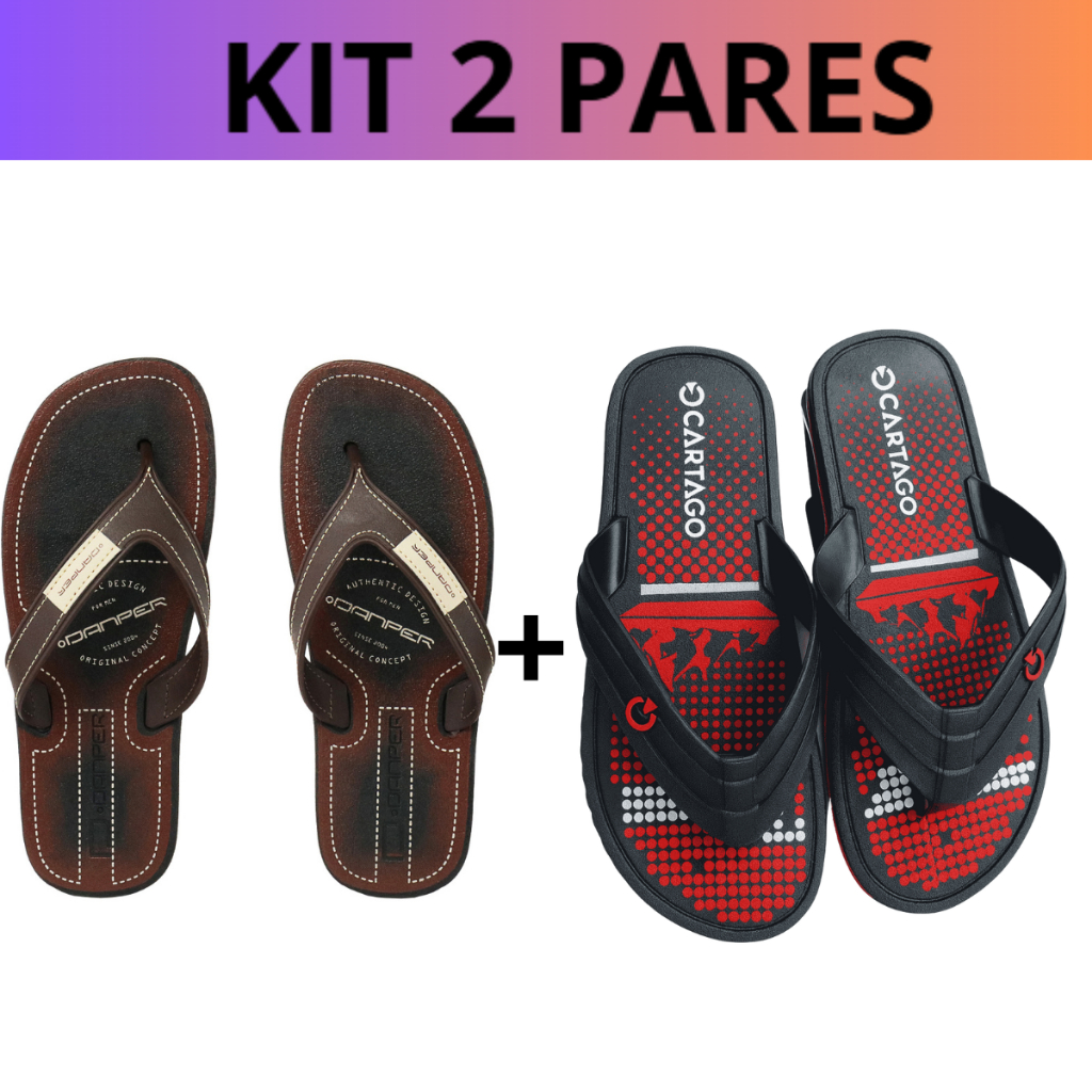 Kit 2 Chinelo Masculino Casual Borracha Sandália Resistente Antiderrapante Confortável Oferta em Oferta na Shopee