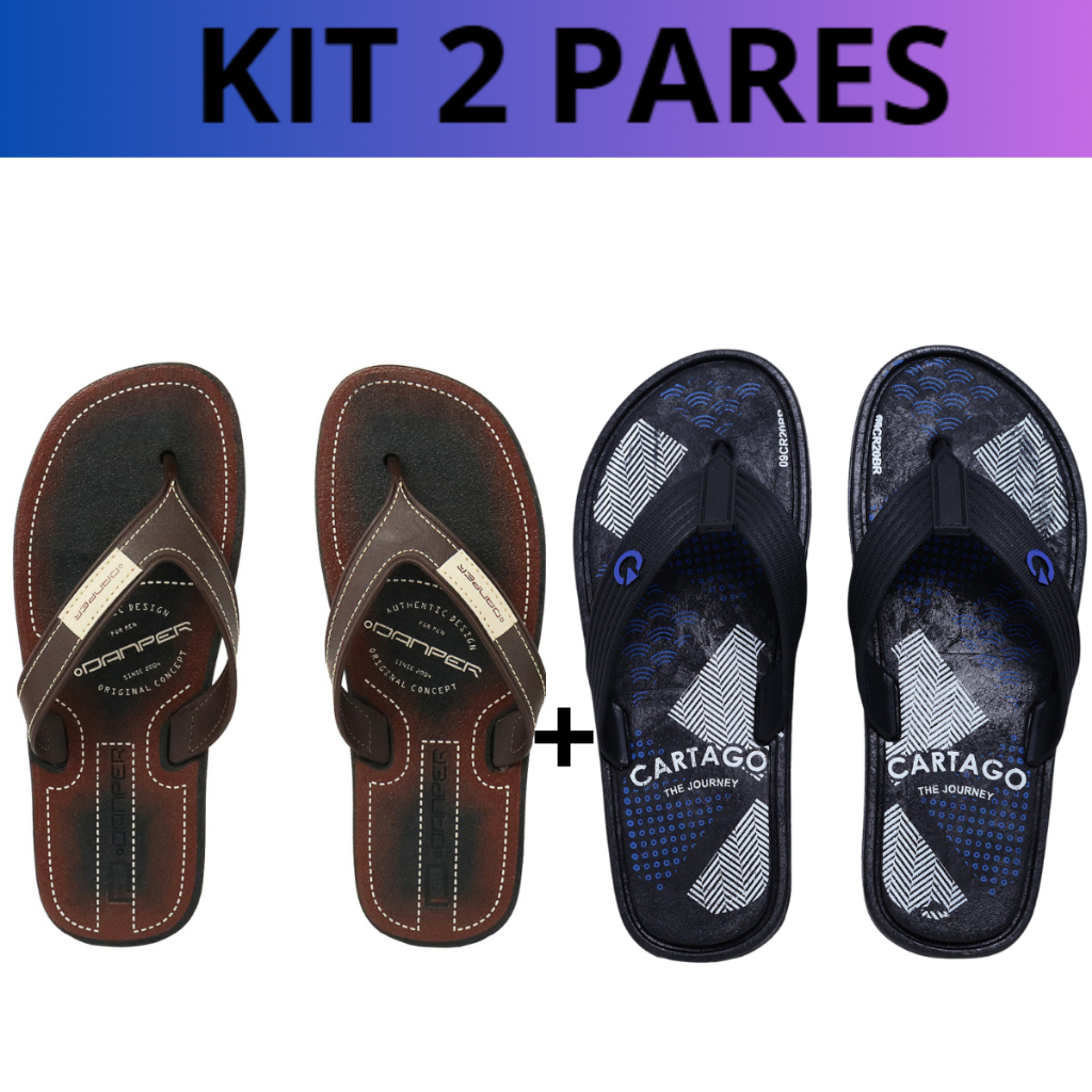 Kit 2 Chinelo Masculino Macio Confortável Casual Borracha Resistente Antiderrapante Promoção Oferta em Oferta na Shopee
