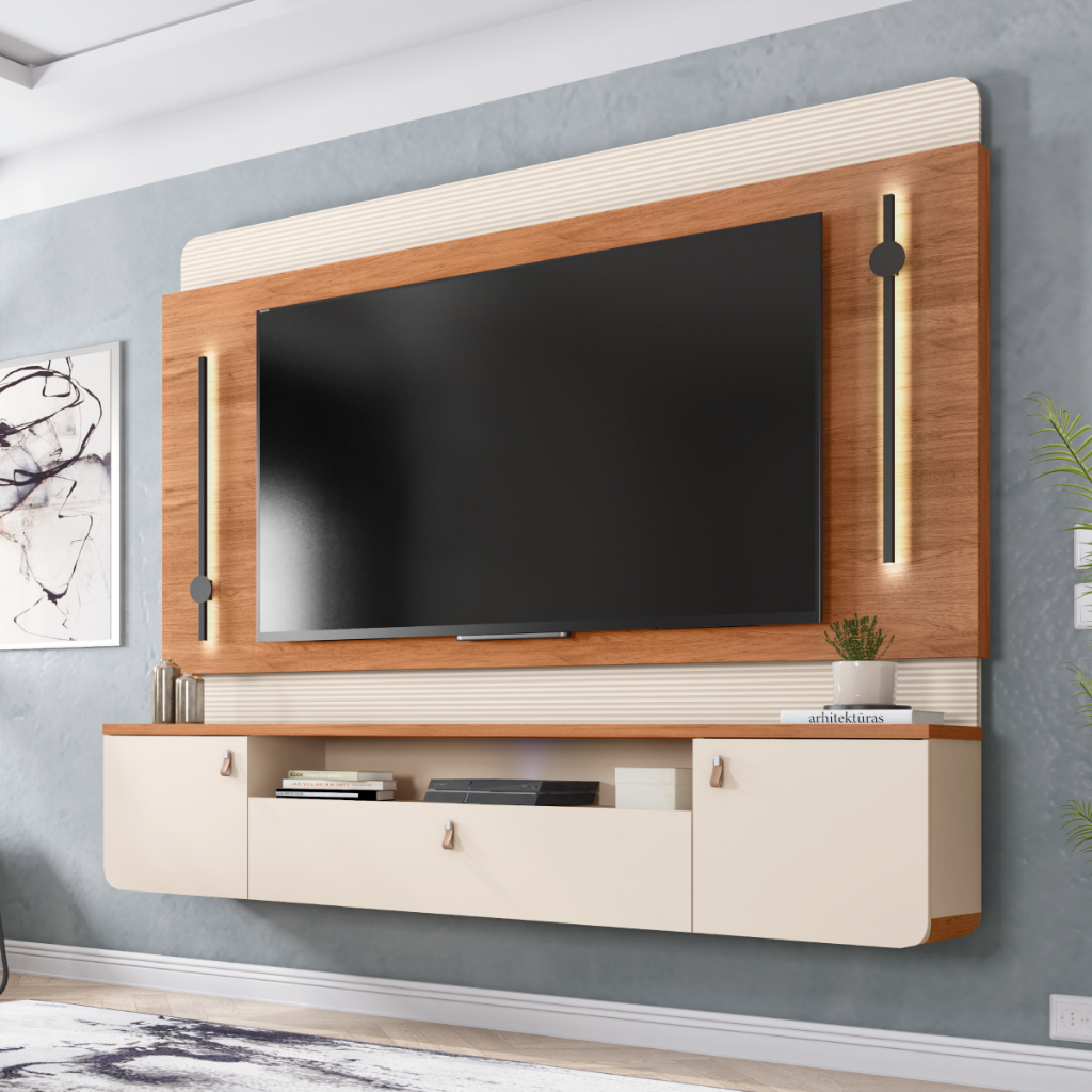 Painel Com Led Para Tv até 75 Polegadas Dali Caemmun em Oferta na Shopee