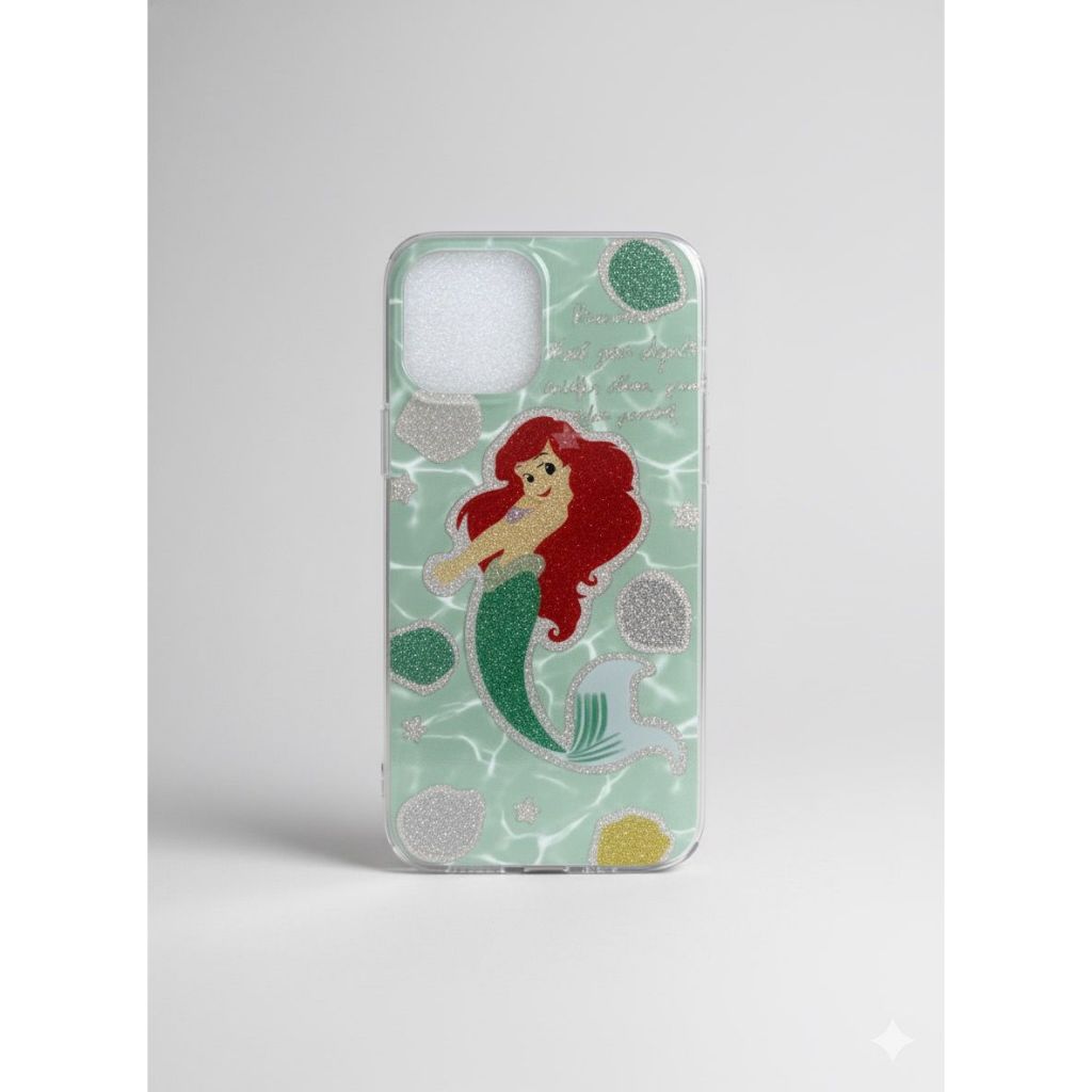 Capa Capinha Sereia com glitter e fundo Preteado Iphone 13