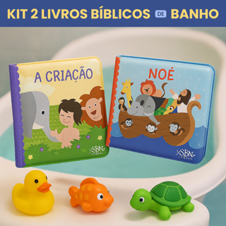 Kit 2 Livro Bíblico de Banho para Bebê | Infantil Fofo Cristão com Ilustrações História Emborrachado Impermeável em Oferta na Shopee