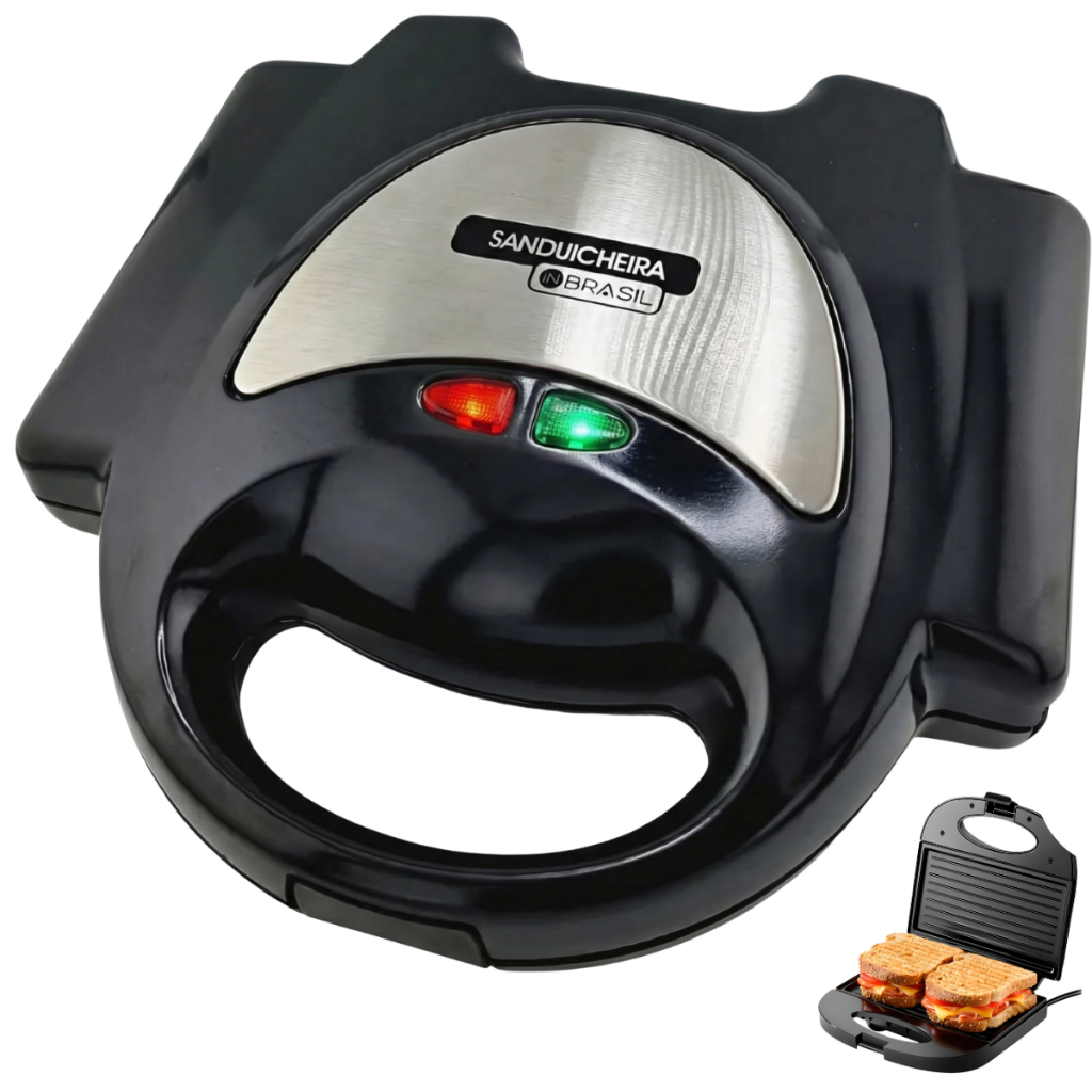 Sanduicheira Elétrica e Grill Inox antiaderente - 750W - Mod: INBSW02 - In Brasil em Oferta na Shopee