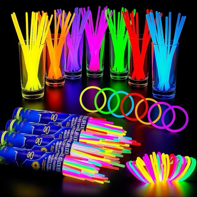 Kit 100 Pulseiras Neon Fluorescente Brilha no Escuro Festas neon