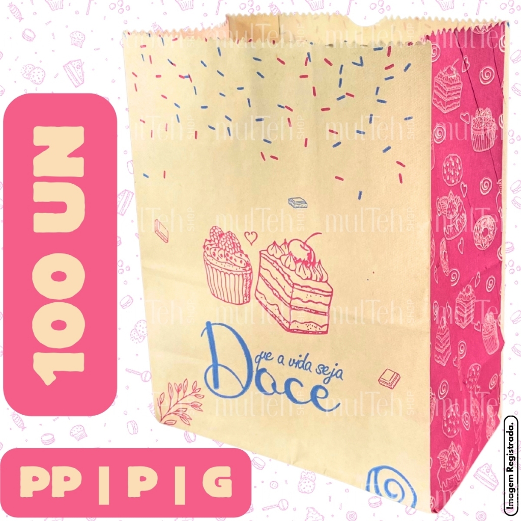 100 Saco Kraft SOS PP P G Para Delivery Doce Doceria Docinhos Cookies Açaí Pequeno Grande em Oferta na Shopee
