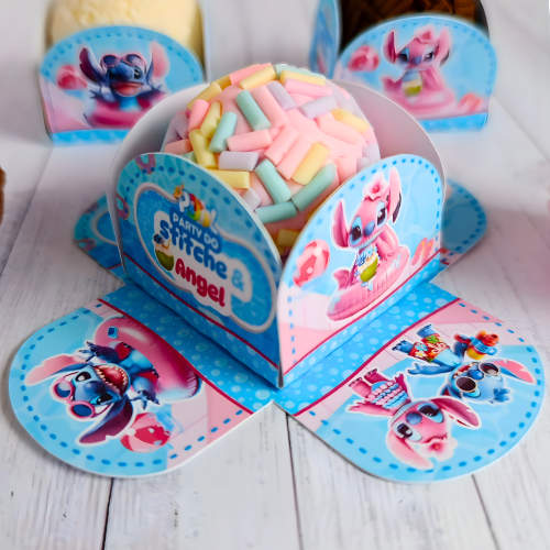 Forminha de Doces POOL PARTY STITCH E ANGEL Festa de Aniversário Lembrancinha Infantil Festa na Piscina