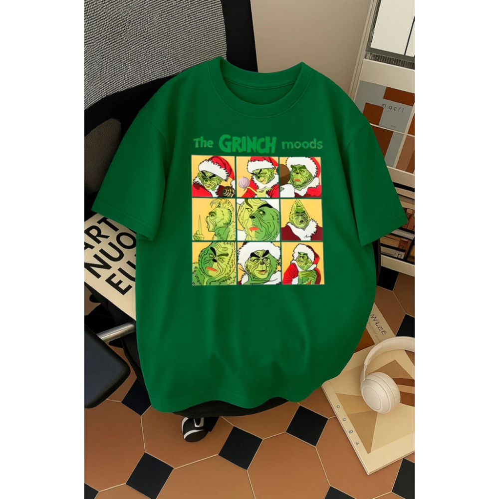 Camiseta Blusa Natal Fim de Ano Masculino Feminino T-Shirt Algodao Oversized Grinch