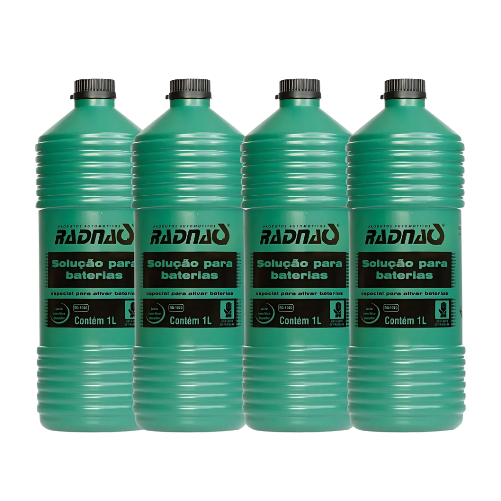 Kit 4 Fluido Ácido Solução P/ Baterias Radnaq 1 Litro.