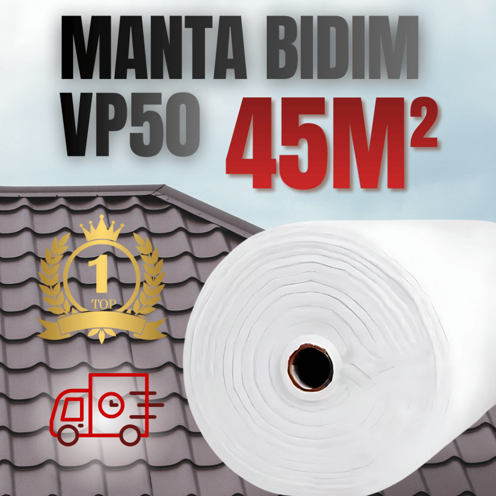 Manta Bidim 45m Impermeável Para Laje Telhado Fundação Construção Obras Proteção Contra Infiltração