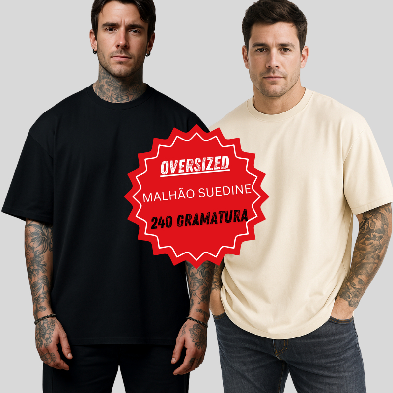 Camiseta Heavy Oversized Suedine Masculina 240g Gola Canelada alta 3 cm camisa Oversized Prime em Oferta na Shopee