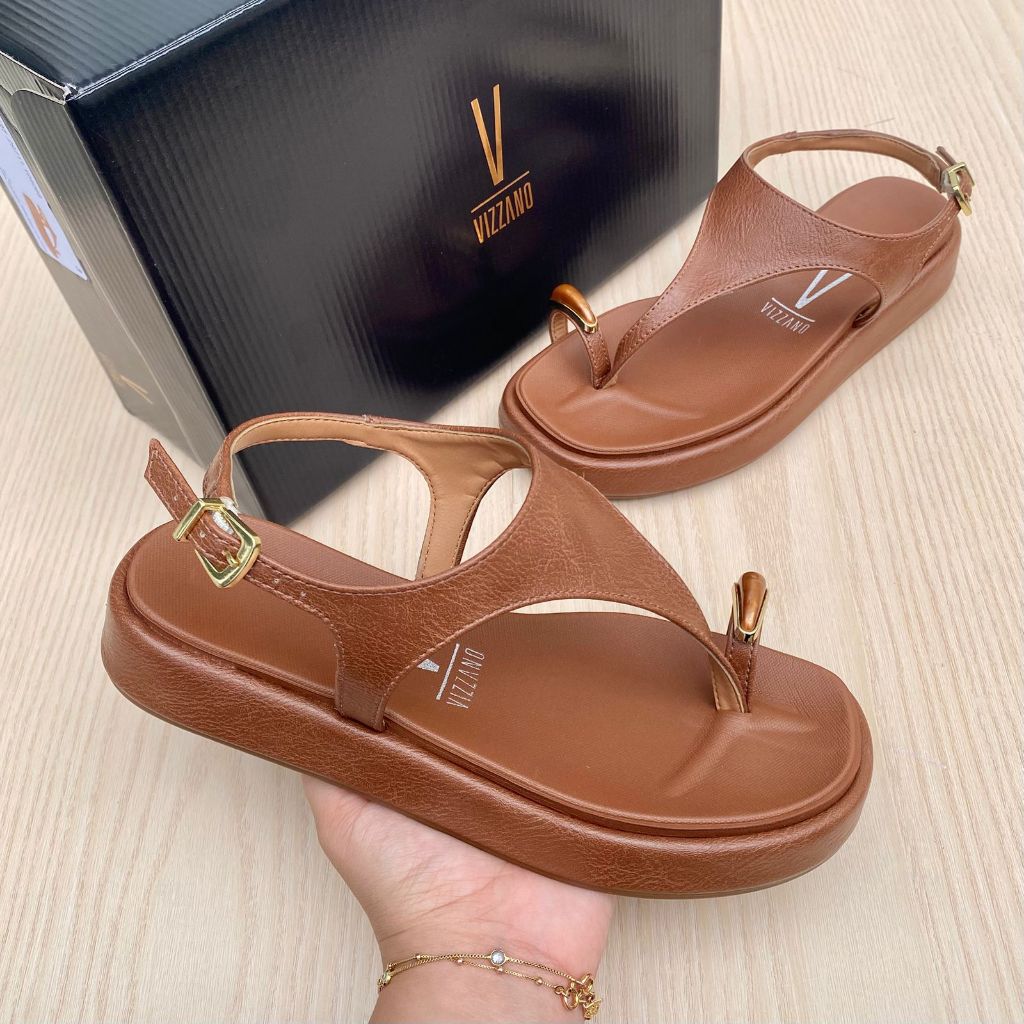 Sandália Papete Anel Feminina Vizzano Confortável Casual Moda Verão Fivela Festa Acolchoada