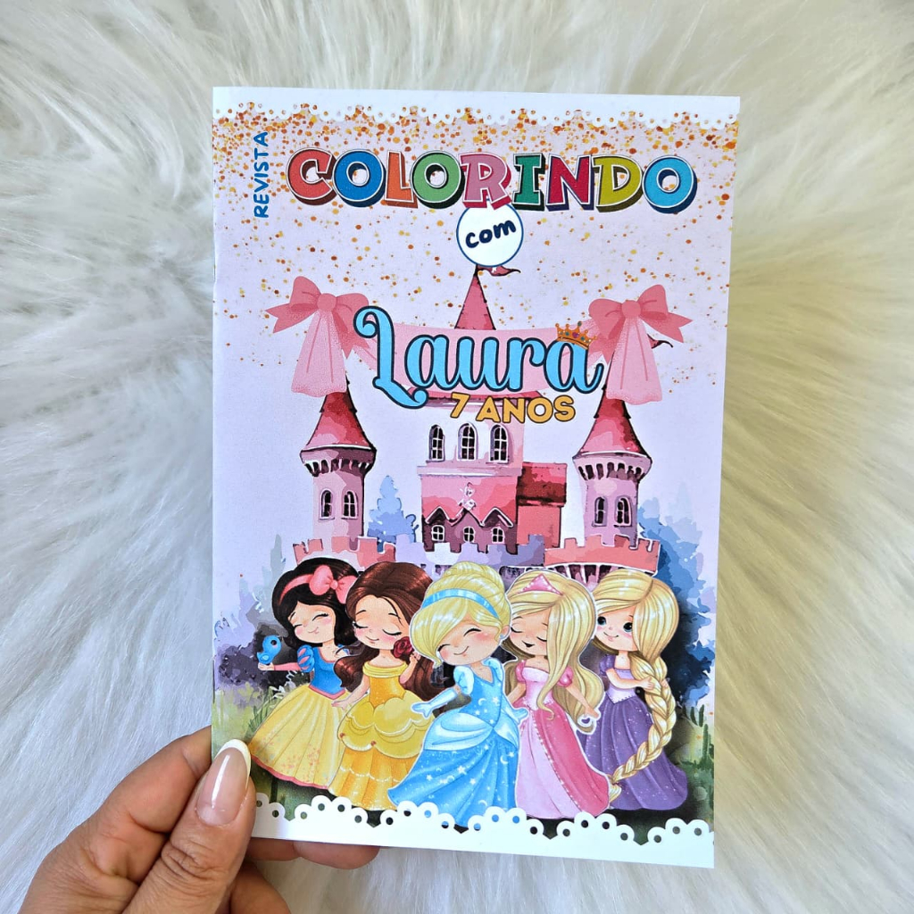 Livrinho de colorir Personalizado Pincesas Cute/Lembrancinha Aniversário/Festa Infantil