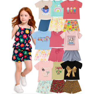 kit 10 peças 5 blusas + 5 shorts Infantil Menina Roupa Feminina Verão em Oferta na Shopee