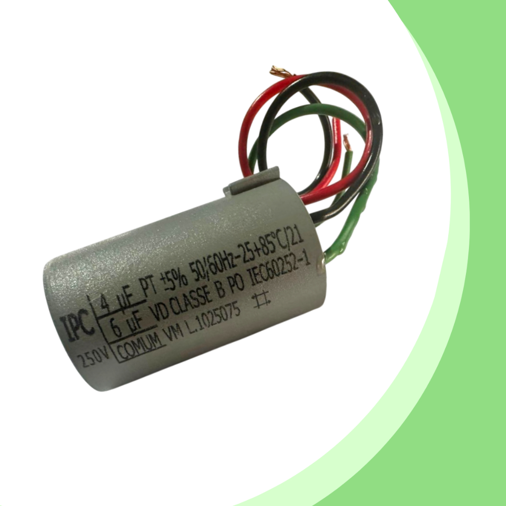 Capacitor IPC Ventilador Teto 3 Fios 4uf + 6uf (10uf) 250v - Und