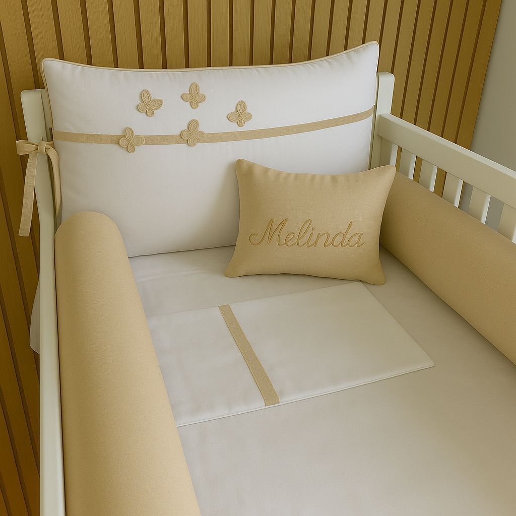 Kit de Berço Personalizado Americano 11 Peças Toque de Algodão Micropercal Borboletas