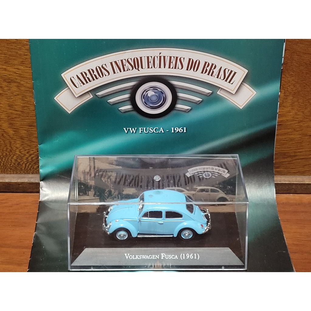 VW Volkswagen Fusca 1961 - Coleção Carros Inesquecíveis do Brasil - Carrinho Miniatura 1/43
