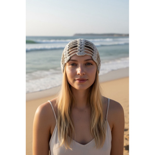 Touca de crochê Headpiece Praia / Moda Verão 2026 /  Look Boho Chic/ Acessório Moda trendy / Bandana artesanal em Oferta na Shopee