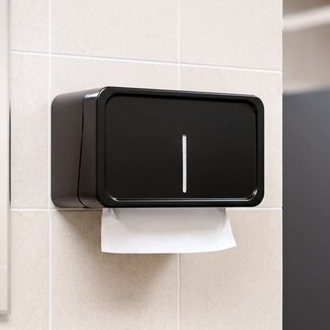 Toalheiro Dispenser Interfolha Papel Preto Moderno Banheiro