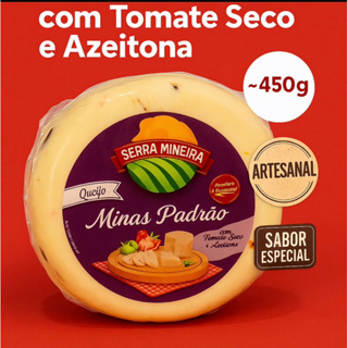 Queijo Minas Padrão com Tomate Seco e Azeitona ~450g • Serra Mineira • Artesanal • Sabor Intenso e Cremoso em Oferta na Shopee