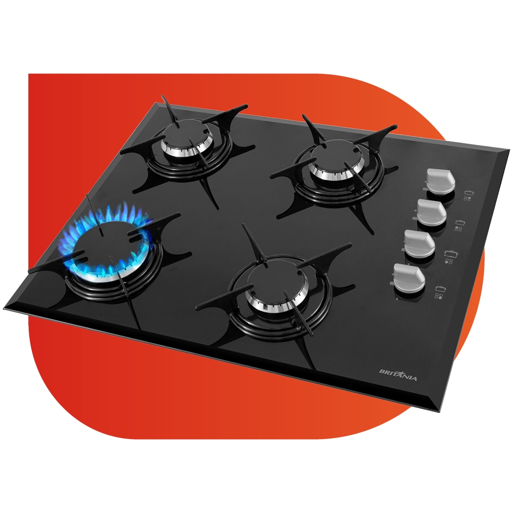 Cooktop Britania 4 Bocas Preto BCT4P Bivolt 110V/220V em Oferta na Shopee