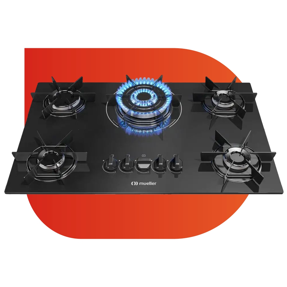 Cooktop 5 Bocas Mueller MCG5BC Tripla Chama Preto Bivolt em Oferta na Shopee