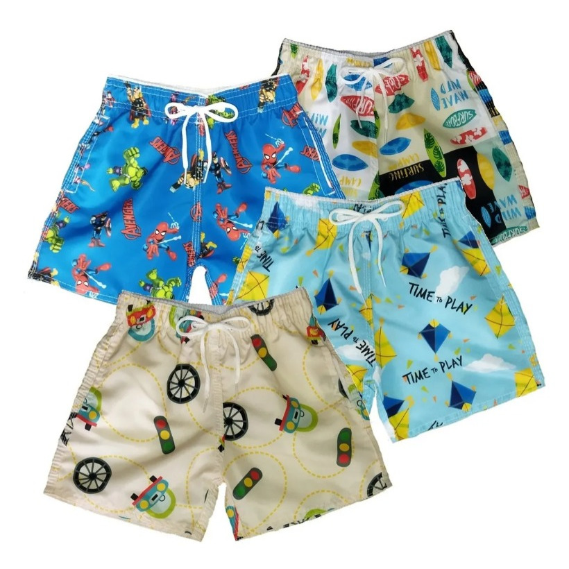 Kit 4 Bermudas Tactel Mauricinho Short Infantil Juvenil Estampado 2026