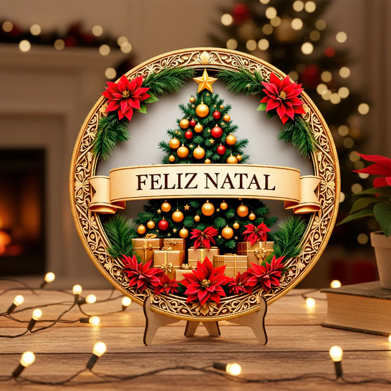 Decoração de Natal  de Natal, plaquinha com suporte para mesa em MDF com 20cm decoração — imagem 1