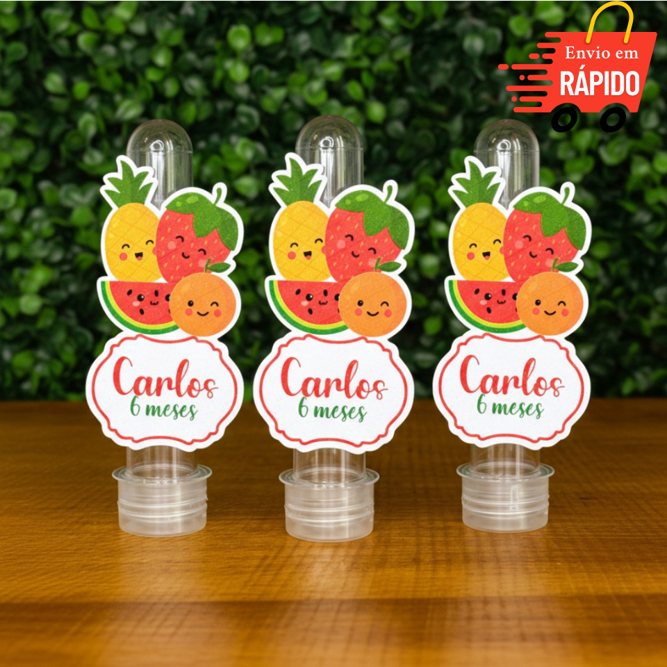Aplique Tubete Personalizado  - Kit Festa - Aniversário - Lembrancinha - Frutinhas