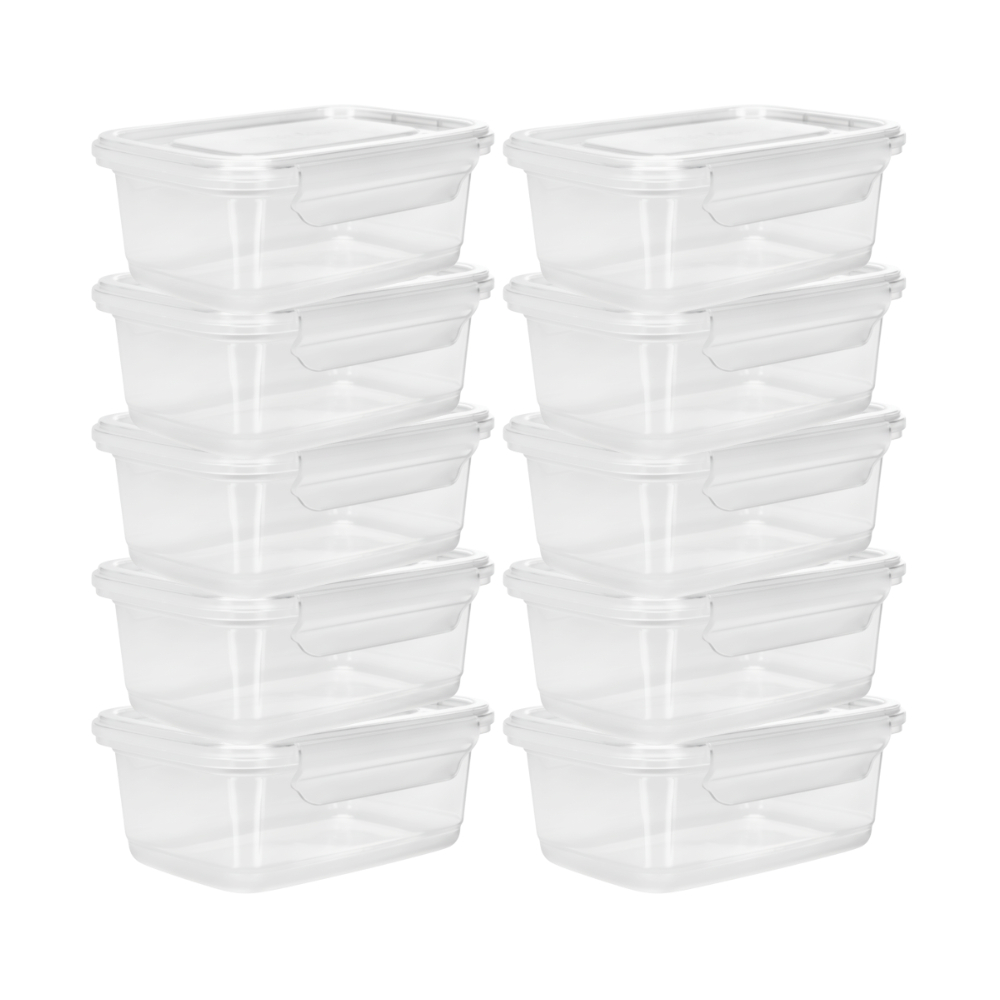 Kit 10 Marmita Potes 800ml com Travas Laterais BPA FREE Alimentos Organizadores de Congelador