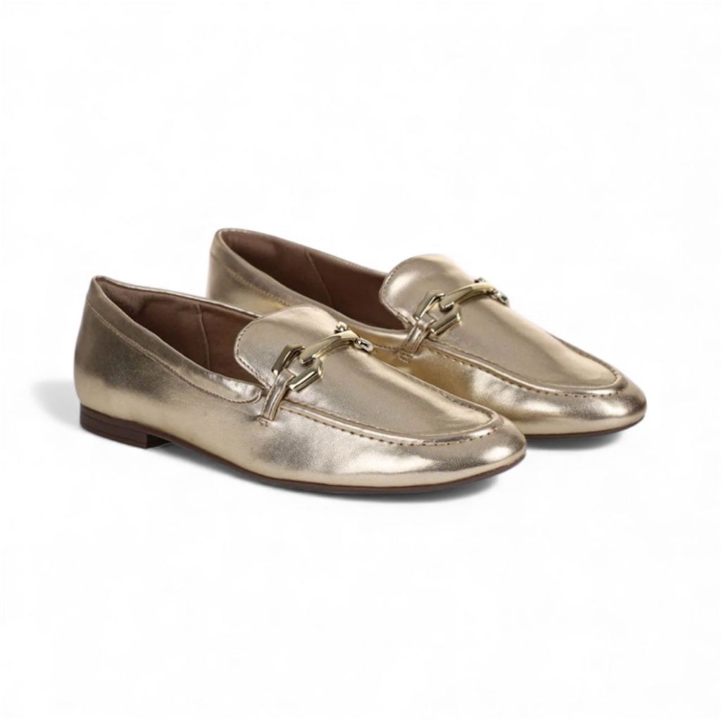 Mocassim Anacapri Bridão Quadriculado Dourado Feminino
